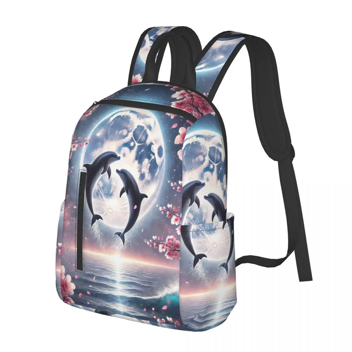 Dolphin With Moon And Floral Sunset Student Backpack School Bag Hiking Travel Daypack for Boys Girls Bookbag Shoulder Bags
Dolphin With Moon And Floral Sunset Student Backpack School Bag Hiking Travel Daypack for Boys Girls Bookbag Shoulder Bags