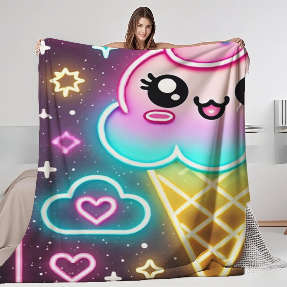 Classic Flannel Bed Blanket Kawaii Neon Ice Cream Collection Geometric Coverlet Knit Throw With Skin-friendly Lightweight
Classic Flannel Bed Blanket Kawaii Neon Ice Cream Collection Geometric Coverlet Knit Throw With Skin-friendly Lightweight