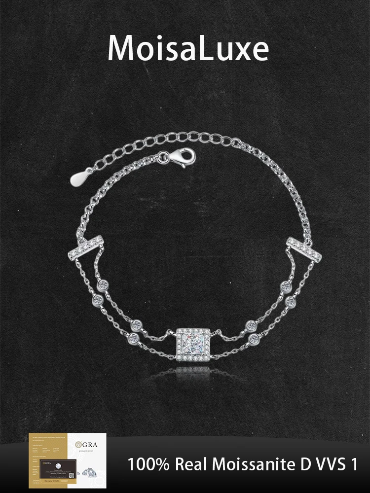 MoisaLuxe Official Store Moissanite Plata Sterling 925 Silver Bracelet Jewelry Royal Blue Color Treasure Square Double Chain
MoisaLuxe Official Store Moissanite Plata Sterling 925 Silver Bracelet Jewelry Royal Blue Color Treasure Square Double Chain