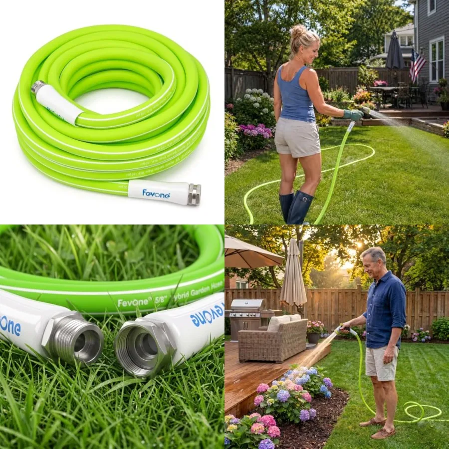 50Feet Flexible Garden Hose, Non-Kink Drinking Water Safe Hose, 5/8 ID Water Pipe with 3/4 Aluminum Fittings, Heavy Duty Leak-P
50Feet Flexible Garden Hose, Non-Kink Drinking Water Safe Hose, 5/8 ID Water Pipe with 3/4 Aluminum Fittings, Heavy Duty Leak-P