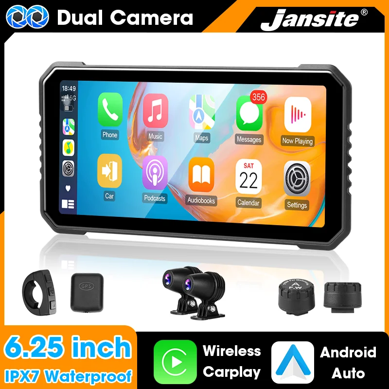 Jansite 6.25" Motorcycle Navigation DVR Display Screen IPX7 Waterproof Wireless CarPlay Android Auto BT Digital Moto Dashboard
Jansite 6.25" Motorcycle Navigation DVR Display Screen IPX7 Waterproof Wireless CarPlay Android Auto BT Digital Moto Dashboard