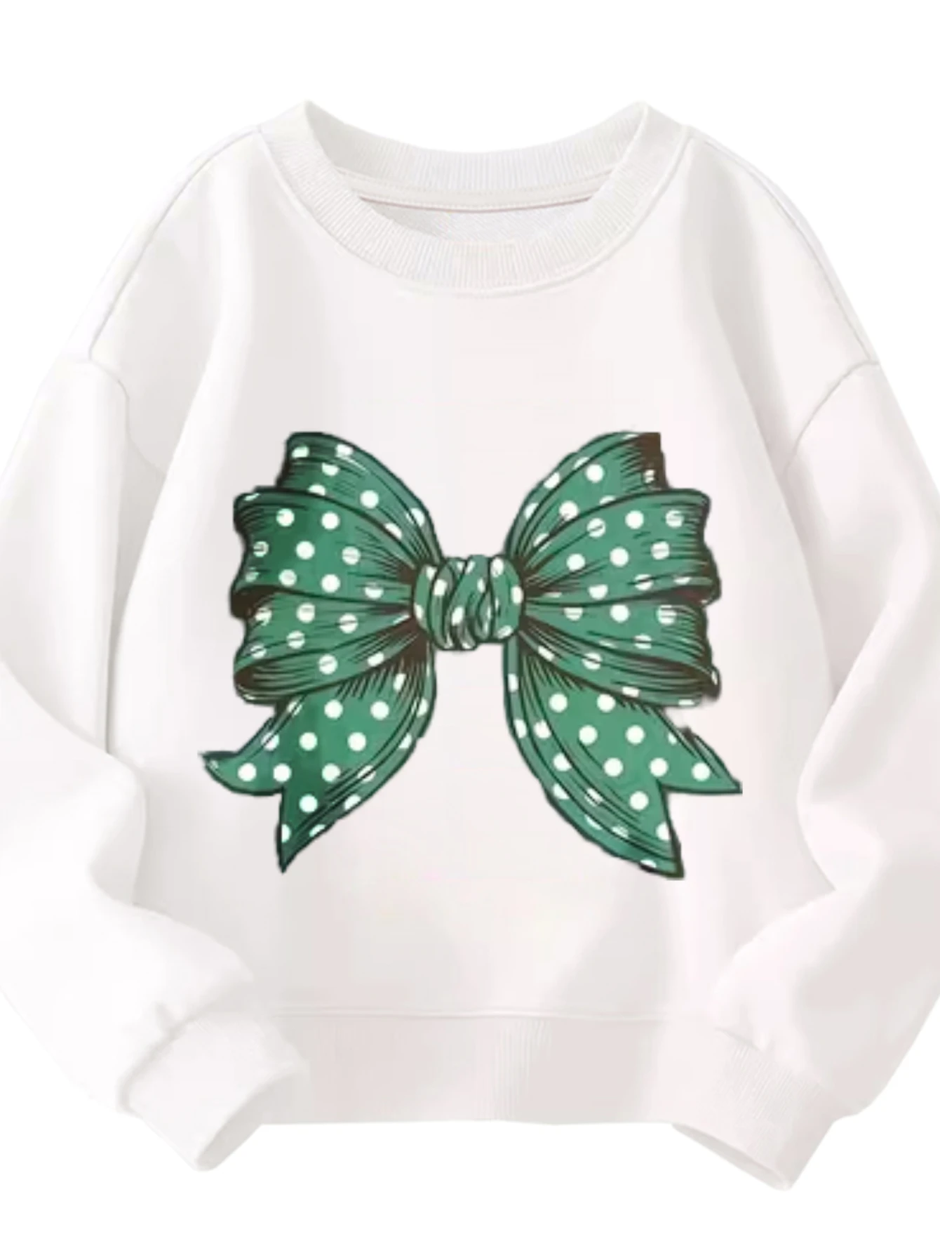 Kids Crew Neck Sweatshirt Green Polka Dot Bow Cute Unisex Graphic White Pullover For Daily Casual Wear
Kids Crew Neck Sweatshirt Green Polka Dot Bow Cute Unisex Graphic White Pullover For Daily Casual Wear