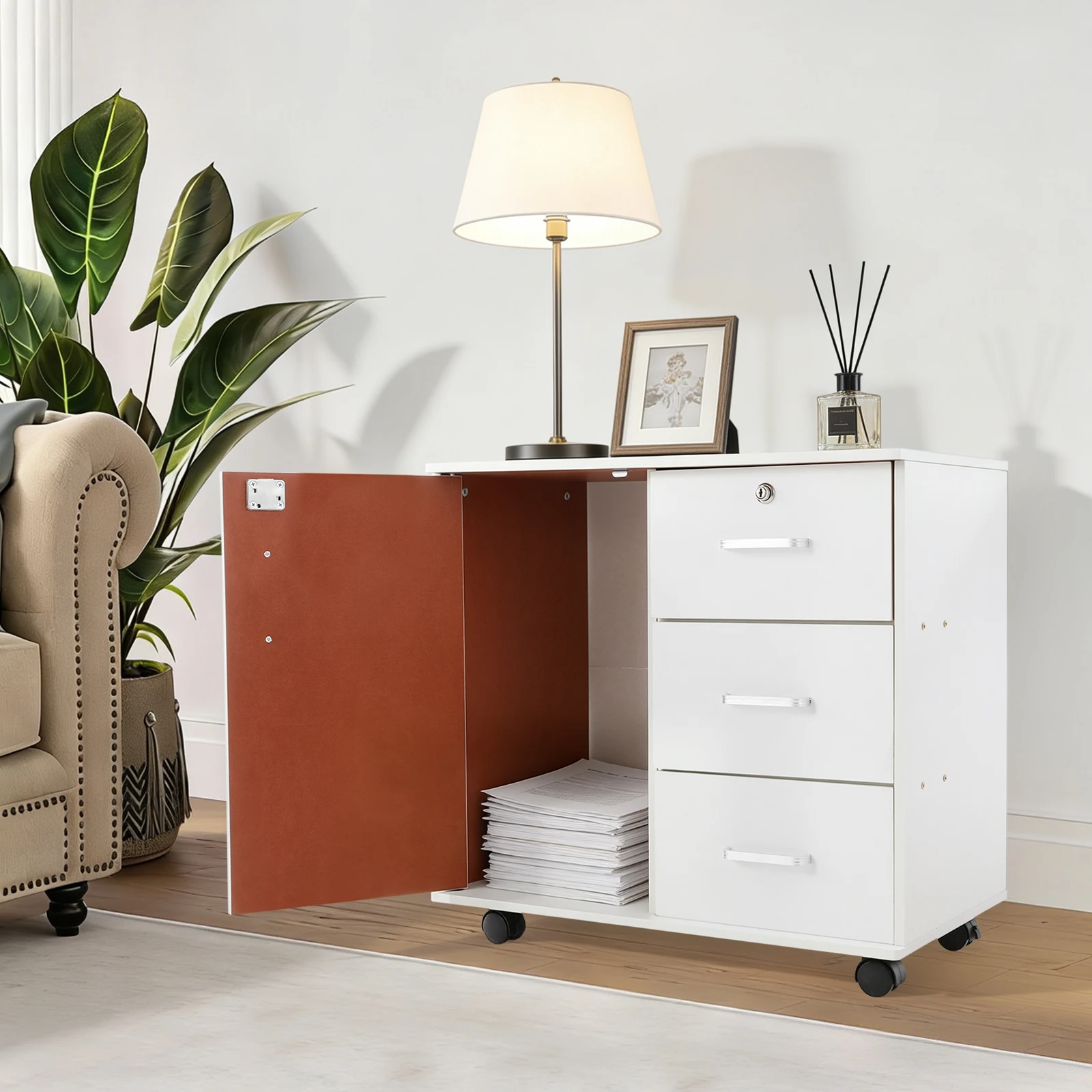 3-Drawers Mobile Filing Cabinet, Freestanding File Locker, 60*34*58*cm Office Storage Cabinet With Handles&4 Wheels For Offices, Home
3-Drawers Mobile Filing Cabinet, Freestanding File Locker, 60*34*58*cm Office Storage Cabinet With Handles&4 Wheels For Offices, Home