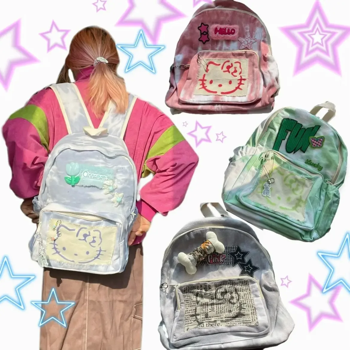 Sanrio New Original Cute Kitty Retro Girl Handmade Contrast Color Texture College Backpack
Sanrio New Original Cute Kitty Retro Girl Handmade Contrast Color Texture College Backpack