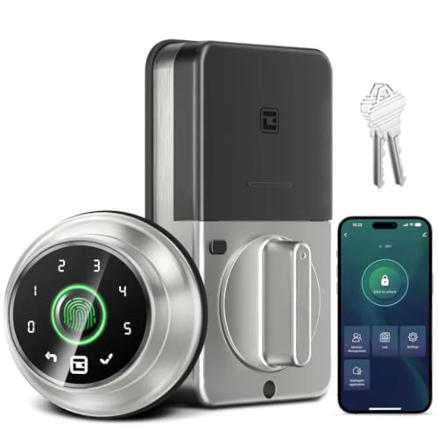 4-in-1 Keyless Entry Door Lock Fingerprint Door Lock with Keypad Biometric Smart Lock Deadbolt for Front Door App Cont
4-in-1 Keyless Entry Door Lock Fingerprint Door Lock with Keypad Biometric Smart Lock Deadbolt for Front Door App Cont