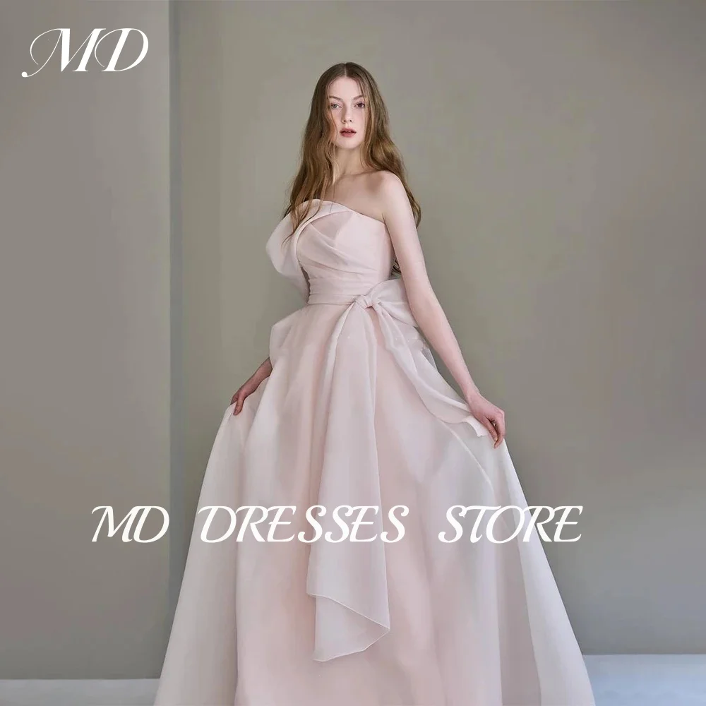 MD Simple Pink Korea Strapless Wedding Dress Photo Shoot Bow Sleeveless A Line Bridal Gown Sweep Train 웨딩드레스 customized 2025
MD Simple Pink Korea Strapless Wedding Dress Photo Shoot Bow Sleeveless A Line Bridal Gown Sweep Train 웨딩드레스 customized 2025