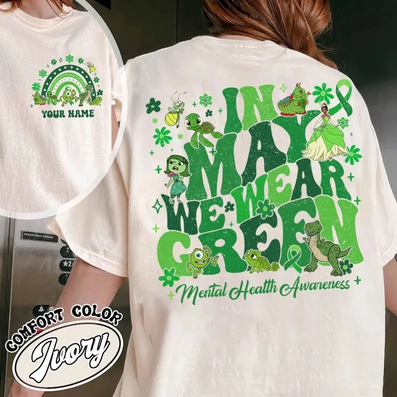 Personalized Disney Green Characters Mental Health Awareness T-Shirt, in May We Wear Green for Mental Health Matter
Personalized Disney Green Characters Mental Health Awareness T-Shirt, in May We Wear Green for Mental Health Matter