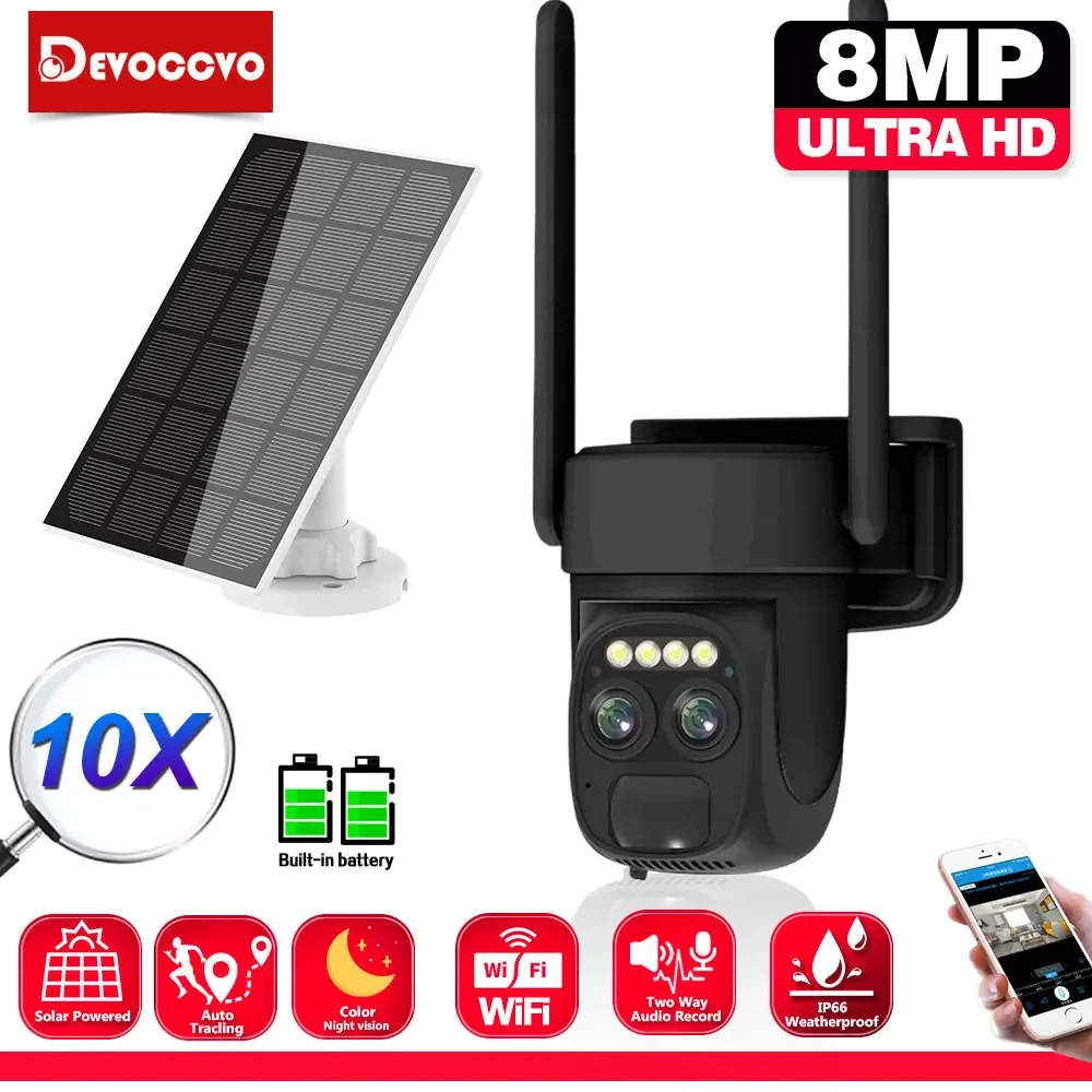 Wireless WiFi PTZ Camera 4K 8MP Solar Dual Lens Outdoor 10X Zoom CCTV with Battery for Security Surveillance and Two Way Audio
Wireless WiFi PTZ Camera 4K 8MP Solar Dual Lens Outdoor 10X Zoom CCTV with Battery for Security Surveillance and Two Way Audio