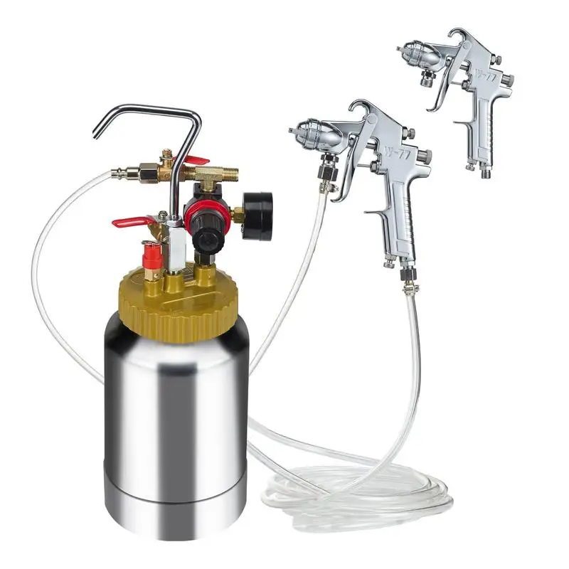 Pneumatic Paint Pressure Tank 2L/0.5gal For Home Decoration Architecture Construction Automotive Painting, 1.8mm Nozzle Spray Gun 3m Hoses 45PSI Max Pressure Capacity Metal Construction High Atomization Performance
Pneumatic Paint Pressure Tank 2L/0.5gal For Home Decoration Architecture Construction Automotive Painting, 1.8mm Nozzle Spray Gun 3m Hoses 45PSI Max Pressure Capacity Metal Construction High Atomization Performance