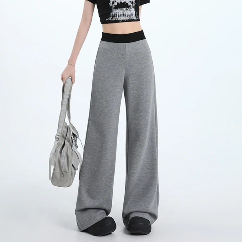 Elastic Waist American Sportswear Woman Gym Pants Women's 2025 Summer New Straight Casual Fashion Trousers Korean Wide Leg Style
Elastic Waist American Sportswear Woman Gym Pants Women's 2025 Summer New Straight Casual Fashion Trousers Korean Wide Leg Style
