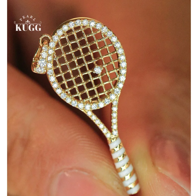 KUGG 100% 18K Yellow Gold Pendant Fashion Tennis Racket Shape Real Natural Diamond Necklace Pendant for Women High Party Jewelry
KUGG 100% 18K Yellow Gold Pendant Fashion Tennis Racket Shape Real Natural Diamond Necklace Pendant for Women High Party Jewelry