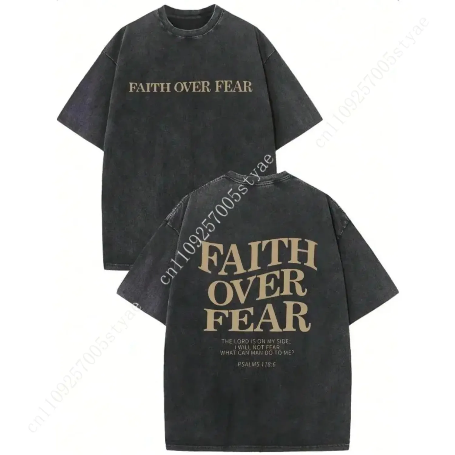 Men's Oversized Vintage Graphic T-Shirt - Washed Cotton, Bible Psalms 118:6, Casual Loose Fit, Short-Sleeve, Round Neck, Summer
Men's Oversized Vintage Graphic T-Shirt - Washed Cotton, Bible Psalms 118:6, Casual Loose Fit, Short-Sleeve, Round Neck, Summer
