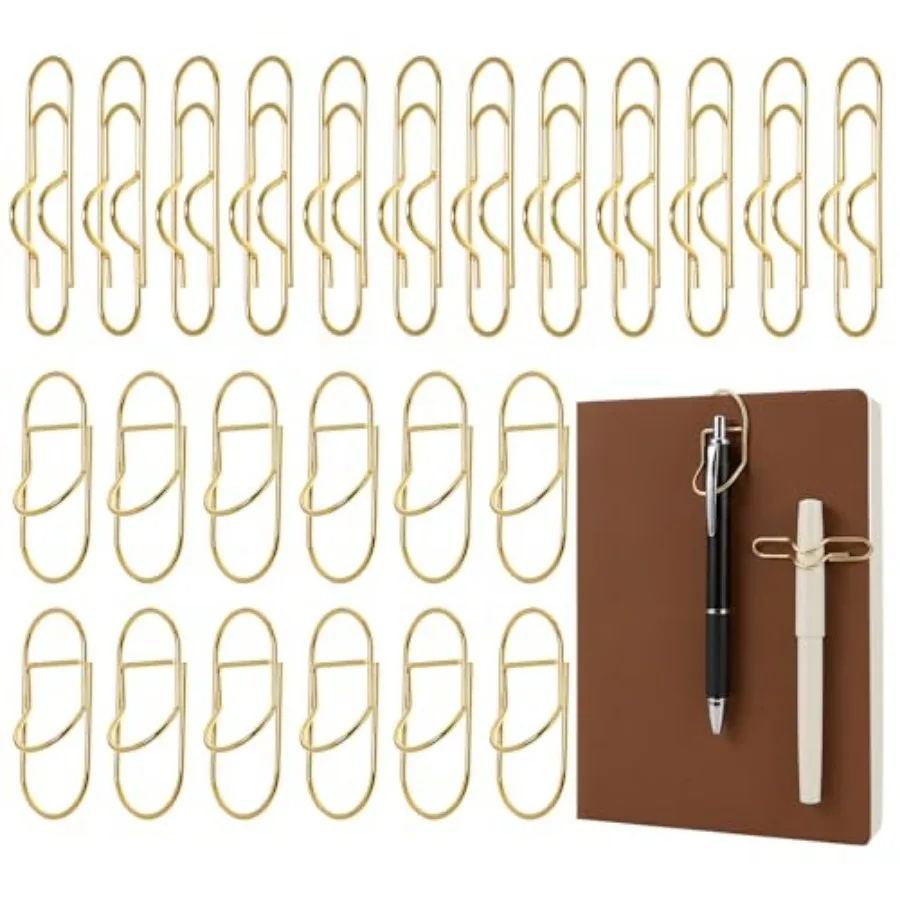 24 Pcs Metal Pen Clips Gold Paperclip Pen Holders for Notebooks Portable Pens Holder Clip Office Supplies for Journals Papers P
24 Pcs Metal Pen Clips Gold Paperclip Pen Holders for Notebooks Portable Pens Holder Clip Office Supplies for Journals Papers P