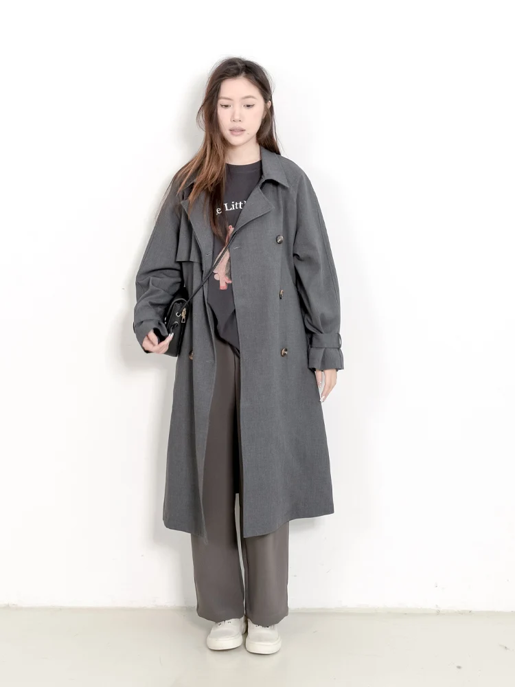 Briti Sle Long Coat Women's Loose Outerwear with Belt Double Breasted Vintage Windbreaker Autumn Winter Faion Outerwear
Briti Sle Long Coat Women's Loose Outerwear with Belt Double Breasted Vintage Windbreaker Autumn Winter Faion Outerwear