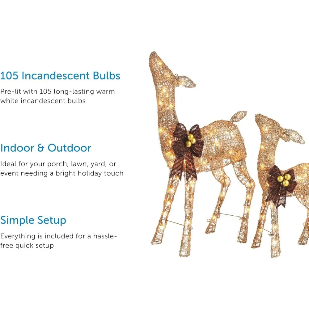 Pre-Lit Metal Doe and Fawn Christmas Decoration with Bright Warm White LED Lights, Outdoor Holiday Lawn Decoration
Pre-Lit Metal Doe and Fawn Christmas Decoration with Bright Warm White LED Lights, Outdoor Holiday Lawn Decoration