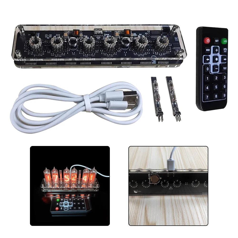 IN14 6-Digit Nixie Tube Clock Stand With USB-C Power-Input ABS Base Compatible With IN-14 Glow Discharge Tubes Powered Via Phone
IN14 6-Digit Nixie Tube Clock Stand With USB-C Power-Input ABS Base Compatible With IN-14 Glow Discharge Tubes Powered Via Phone