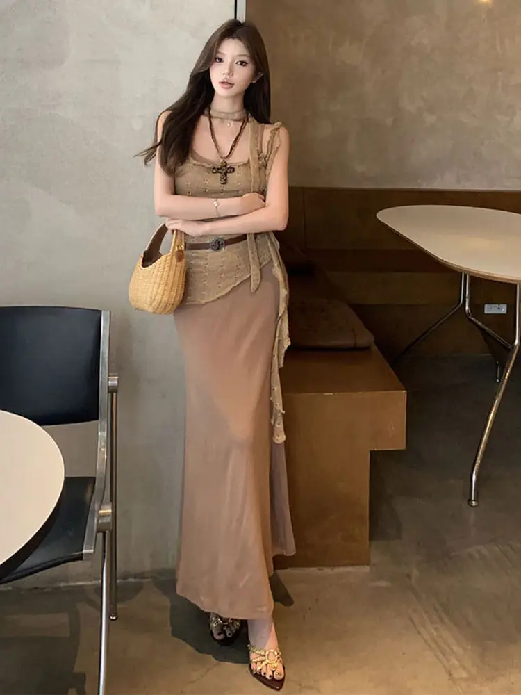 Sexy Knitted Tube Top And Long Skirt Two-Piece Set Vintage Fashion Elegant Bodycon Summer Dresses for Young Women
Sexy Knitted Tube Top And Long Skirt Two-Piece Set Vintage Fashion Elegant Bodycon Summer Dresses for Young Women