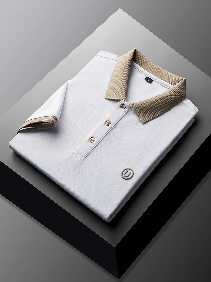 Summer new ice silk high-end custom embroidere polo shirt men's slim fit short sleeve Flip collar comfortable T-shirt top with
Summer new ice silk high-end custom embroidere polo shirt men's slim fit short sleeve Flip collar comfortable T-shirt top with