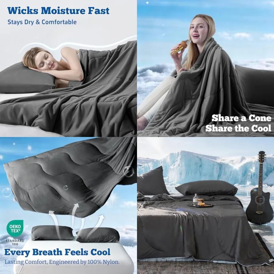 Cooling Comforter Size, Lightweight Blanket for Hot Sleepers with Cooling Pillowcases, 3-Piece Bedding Set for Night Sweats and
Cooling Comforter Size, Lightweight Blanket for Hot Sleepers with Cooling Pillowcases, 3-Piece Bedding Set for Night Sweats and
