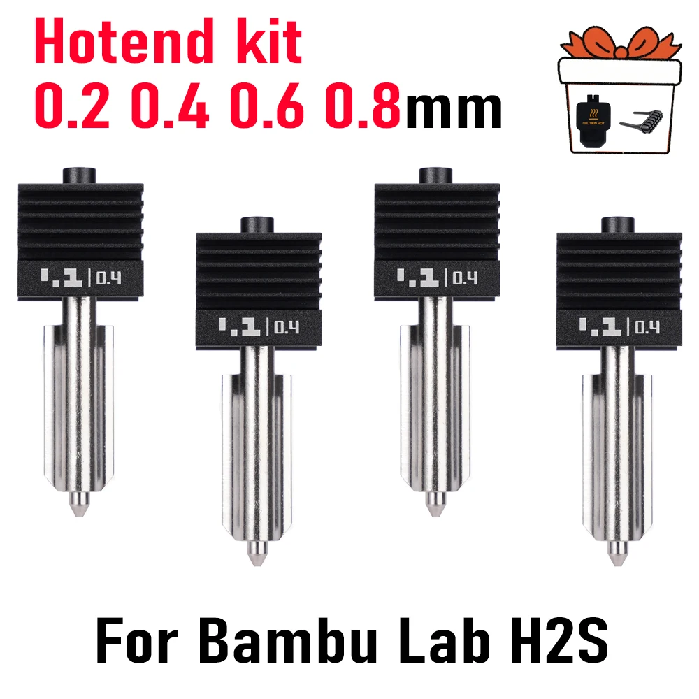 For H2S Standard Flow Hotend for Bambu Lab Hot End with 0.2/0.4/0.6/0.8mm Hardened Steel Nozzle for Bambu Lab H2S Kits
For H2S Standard Flow Hotend for Bambu Lab Hot End with 0.2/0.4/0.6/0.8mm Hardened Steel Nozzle for Bambu Lab H2S Kits