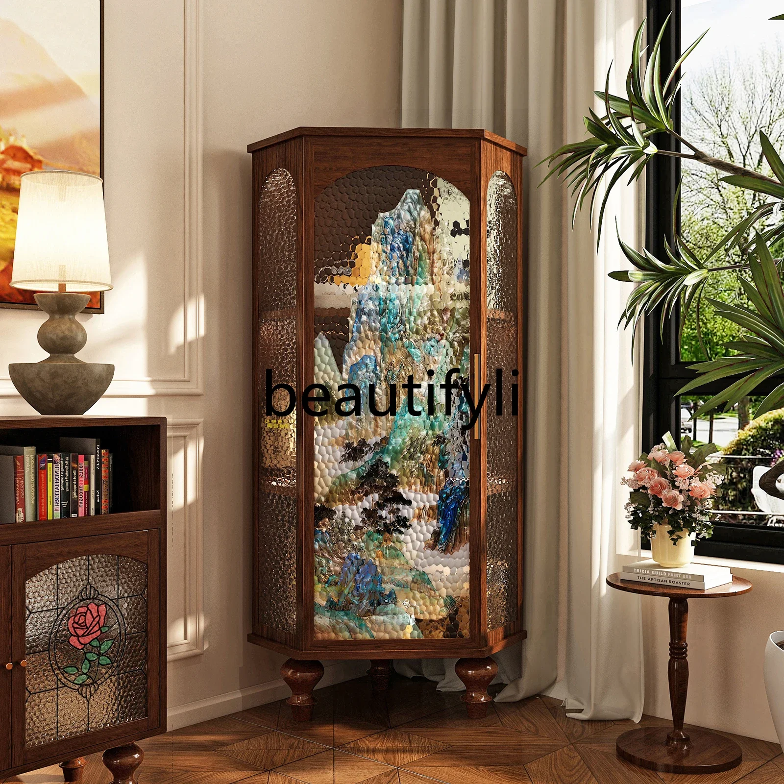 Medieval solid wood corner cabinet, living room sofa locker, bedroom bedside storage locker
Medieval solid wood corner cabinet, living room sofa locker, bedroom bedside storage locker