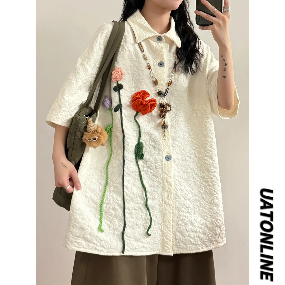 UATONLINE Summer American Retro Design Textured Floral 3D ort Sve Women's irt Top Street Sle Loose Fit Regular Length
UATONLINE Summer American Retro Design Textured Floral 3D ort Sve Women's irt Top Street Sle Loose Fit Regular Length