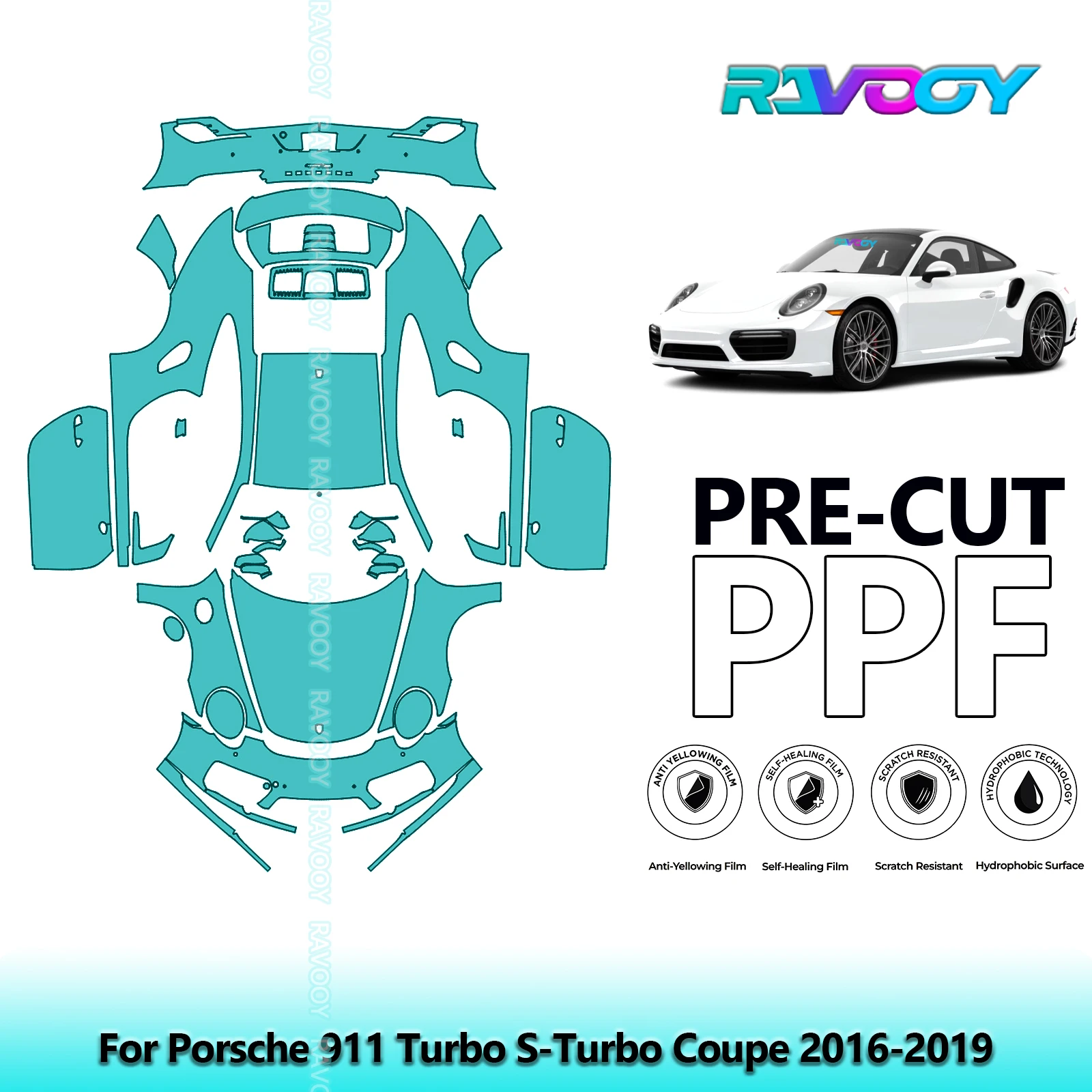 8.5Mil Precut PPF Paint Protection Film Full Vehicle Clear Bra For Porsche 911 Turbo S-Turbo Coupe 2016-2019
8.5Mil Precut PPF Paint Protection Film Full Vehicle Clear Bra For Porsche 911 Turbo S-Turbo Coupe 2016-2019