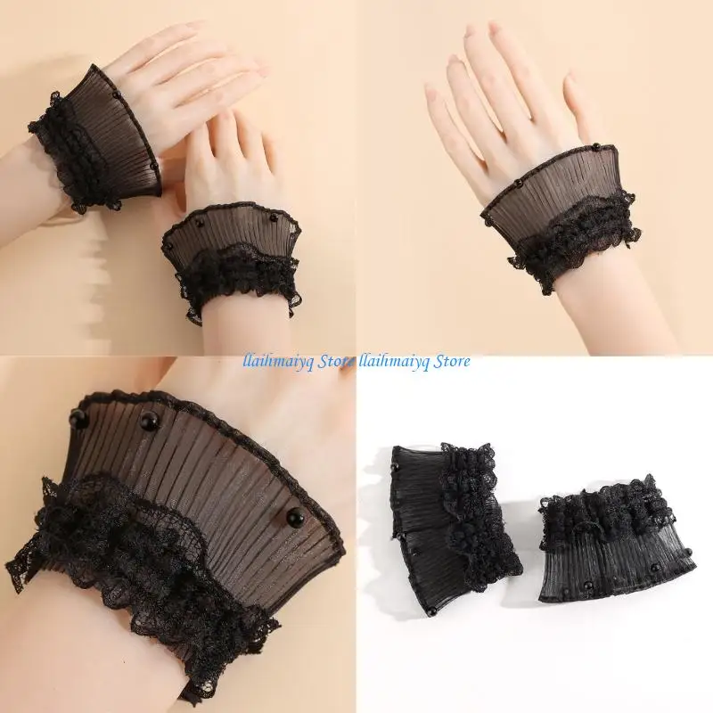 573B Lace Bead Trim Wrist Cuffs Ruffled Design Decorative Sleeves Arm Accessory For Women Girl Daily Outfit Dress Upgrades
573B Lace Bead Trim Wrist Cuffs Ruffled Design Decorative Sleeves Arm Accessory For Women Girl Daily Outfit Dress Upgrades