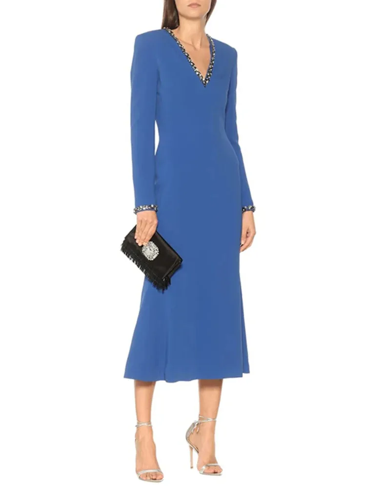 Elegant Dress Diamond Edge Deep V-neck Trumpet Slim Waist Women's Customized Evening Dresses 2024 Spring New Fashion
Elegant Dress Diamond Edge Deep V-neck Trumpet Slim Waist Women's Customized Evening Dresses 2024 Spring New Fashion