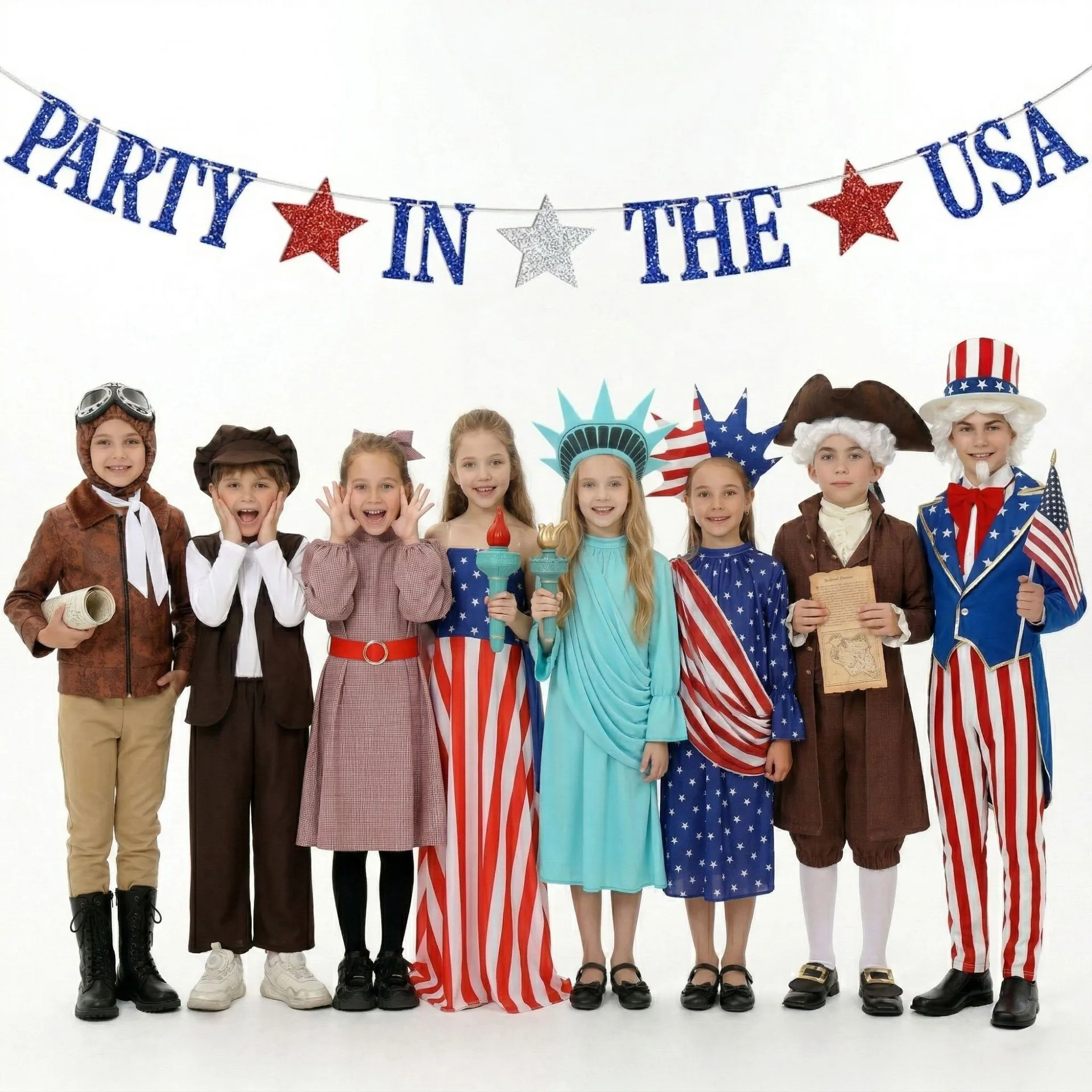 Independence Day Children's Sam Houston Statue of Liberty Cosplay Costume Halloween Role-playing Performance Costume Polyeste...
Independence Day Children's Sam Houston Statue of Liberty Cosplay Costume Halloween Role-playing Performance Costume Polyeste...