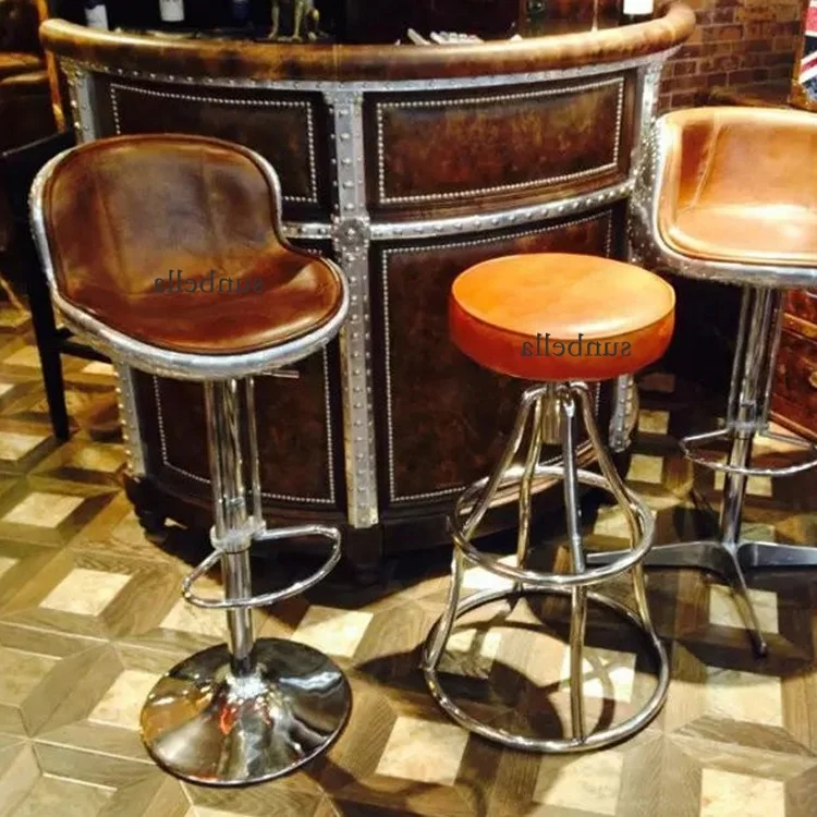 Aviator bar Stool Chair Vintage Genuine Leather Metal Aluminium Back Lift Adjustable bar Stool High Chair for bar Counter Table
Aviator bar Stool Chair Vintage Genuine Leather Metal Aluminium Back Lift Adjustable bar Stool High Chair for bar Counter Table