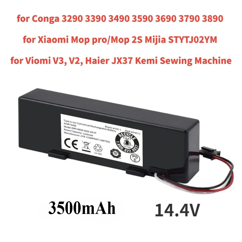 STYTJ02YM Li-ion Battery 18650 4S1P 14.4V 3500mAh Sweeper Battery for Xiaomi Mijia Mi Robot Vacuum-Mop P Sweeping Mopping Robot
STYTJ02YM Li-ion Battery 18650 4S1P 14.4V 3500mAh Sweeper Battery for Xiaomi Mijia Mi Robot Vacuum-Mop P Sweeping Mopping Robot