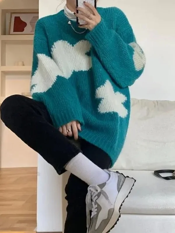 Свободный повседневный вязаный свитер, женский осенне-зимний теплый длинный свек, круглый топ Ne, модный топ с облачным цветочным узором
Свободный повседневный вязаный свитер, женский осенне-зимний теплый длинный свек, круглый топ Ne, модный топ с облачным цветочным узором