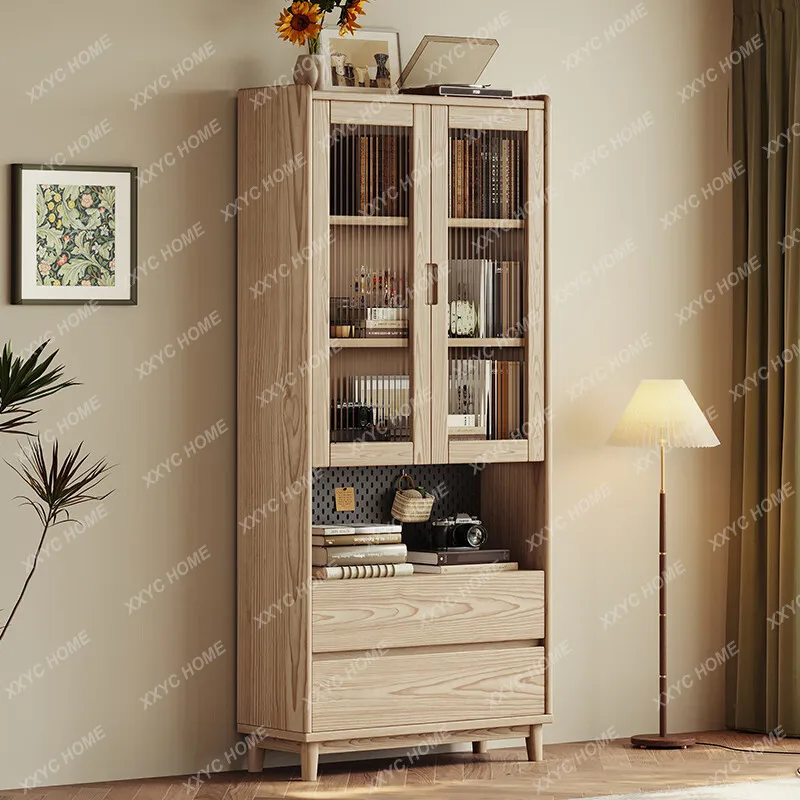 TT Ash wood bookcase solid wood glass door living room dust storage storage log bookshelf combination
TT Ash wood bookcase solid wood glass door living room dust storage storage log bookshelf combination