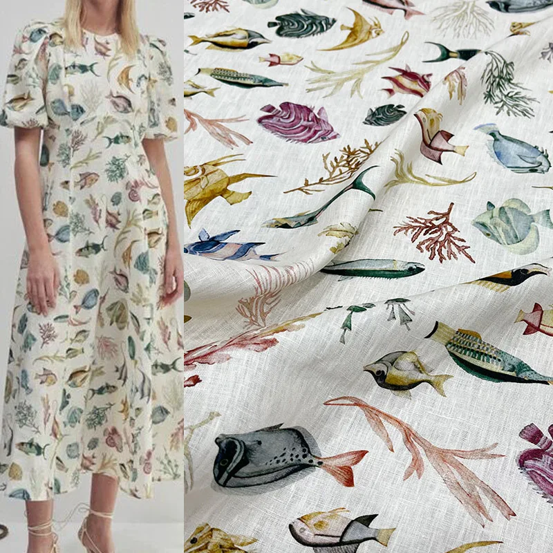 Deep Sea Fish Coral Printed Natural Linen Fabric For Women Dress Blouse Handmade DIY Cloth Sewing Material
Deep Sea Fish Coral Printed Natural Linen Fabric For Women Dress Blouse Handmade DIY Cloth Sewing Material