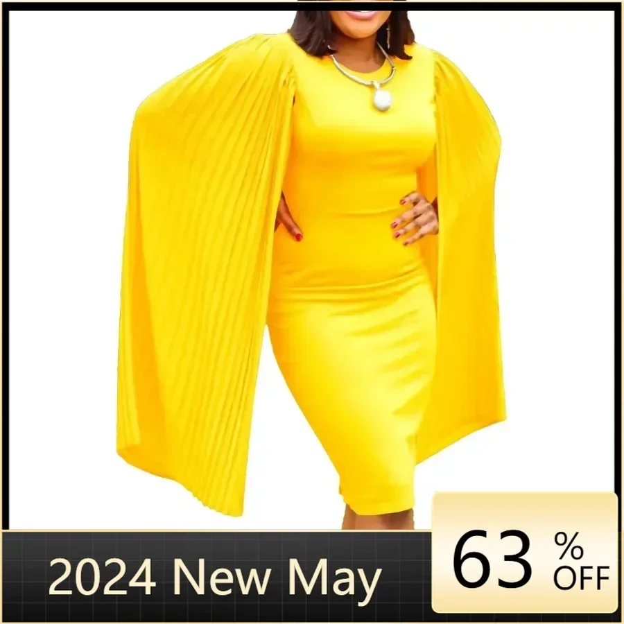 Polyester African Bodycon Dresses for Women Summer Fashion Pleat Sleeve O-neck Party Evening Midi Dress Gowns Africa Clothing
Polyester African Bodycon Dresses for Women Summer Fashion Pleat Sleeve O-neck Party Evening Midi Dress Gowns Africa Clothing