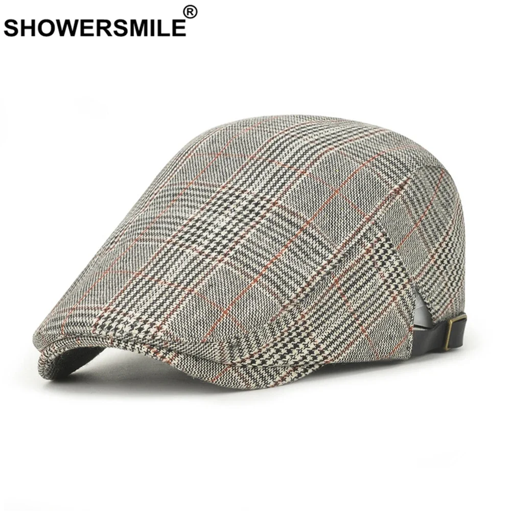 SHOWERSMILE Gray Plaid Male Beret Flat Cap Men Cotton High Quality British Style Vintage Adjustable Brand Ivy Hats
SHOWERSMILE Gray Plaid Male Beret Flat Cap Men Cotton High Quality British Style Vintage Adjustable Brand Ivy Hats