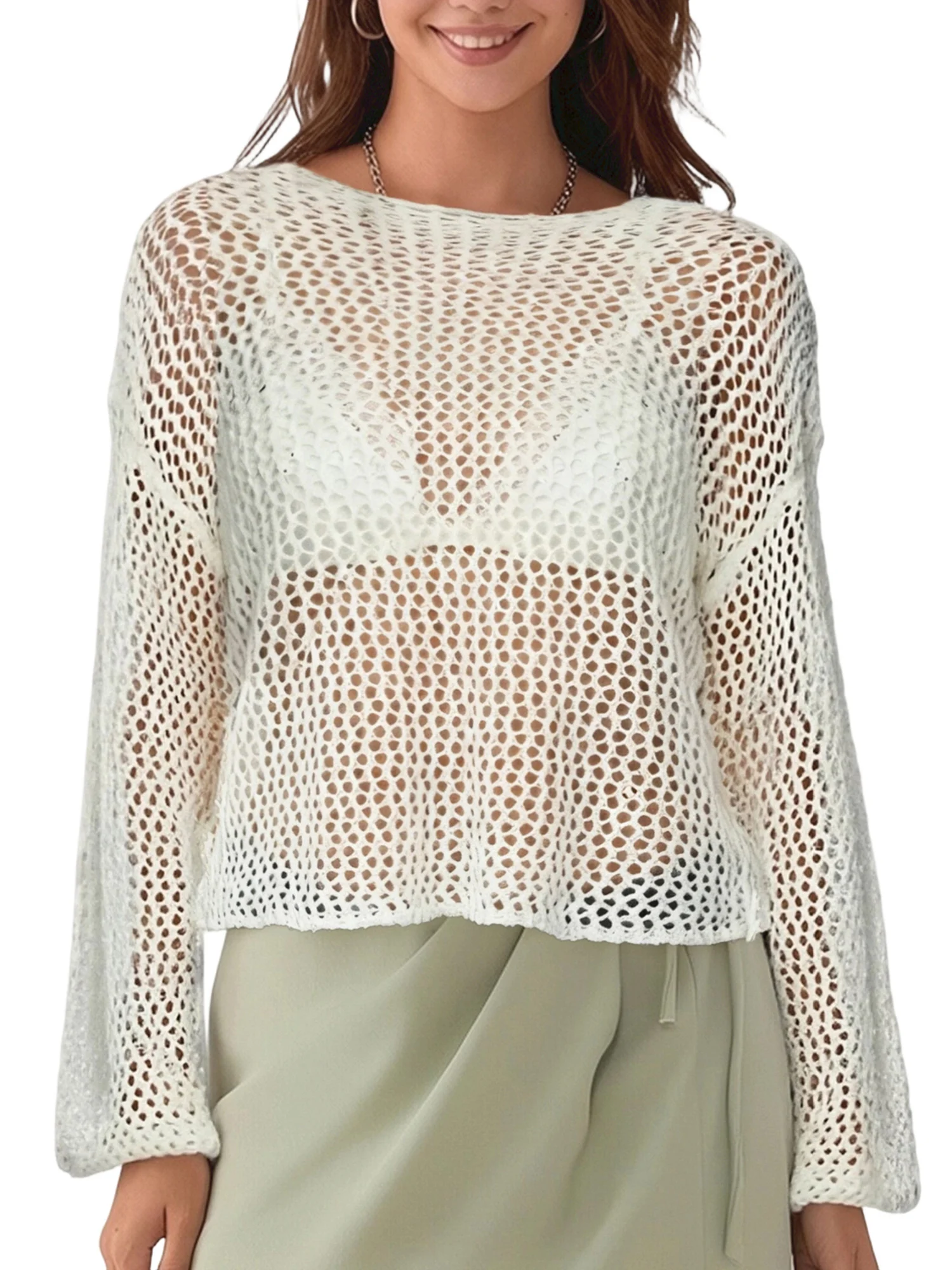 Women s Knitted Sweater Boat Neck Long Sleeve Hollow Out Loose Casual Crop Tops for Daily Party Wear
Women s Knitted Sweater Boat Neck Long Sleeve Hollow Out Loose Casual Crop Tops for Daily Party Wear