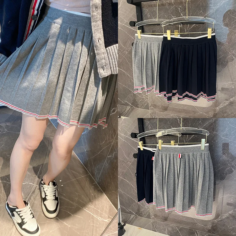Fashion Brand Stripe Design High Quality Wool Knit A-line Skirt Winter Preppy Style Elastic High Waisted JK Pleated Skirts Women
Fashion Brand Stripe Design High Quality Wool Knit A-line Skirt Winter Preppy Style Elastic High Waisted JK Pleated Skirts Women