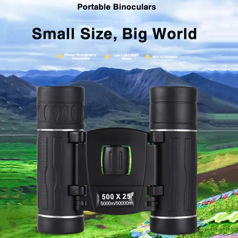 500x25 Powerful Binoculars Long Range Folding Mini Telescope BAK4 FMC Optics For Hunting Sports Outdoor Camping Travel
500x25 Powerful Binoculars Long Range Folding Mini Telescope BAK4 FMC Optics For Hunting Sports Outdoor Camping Travel