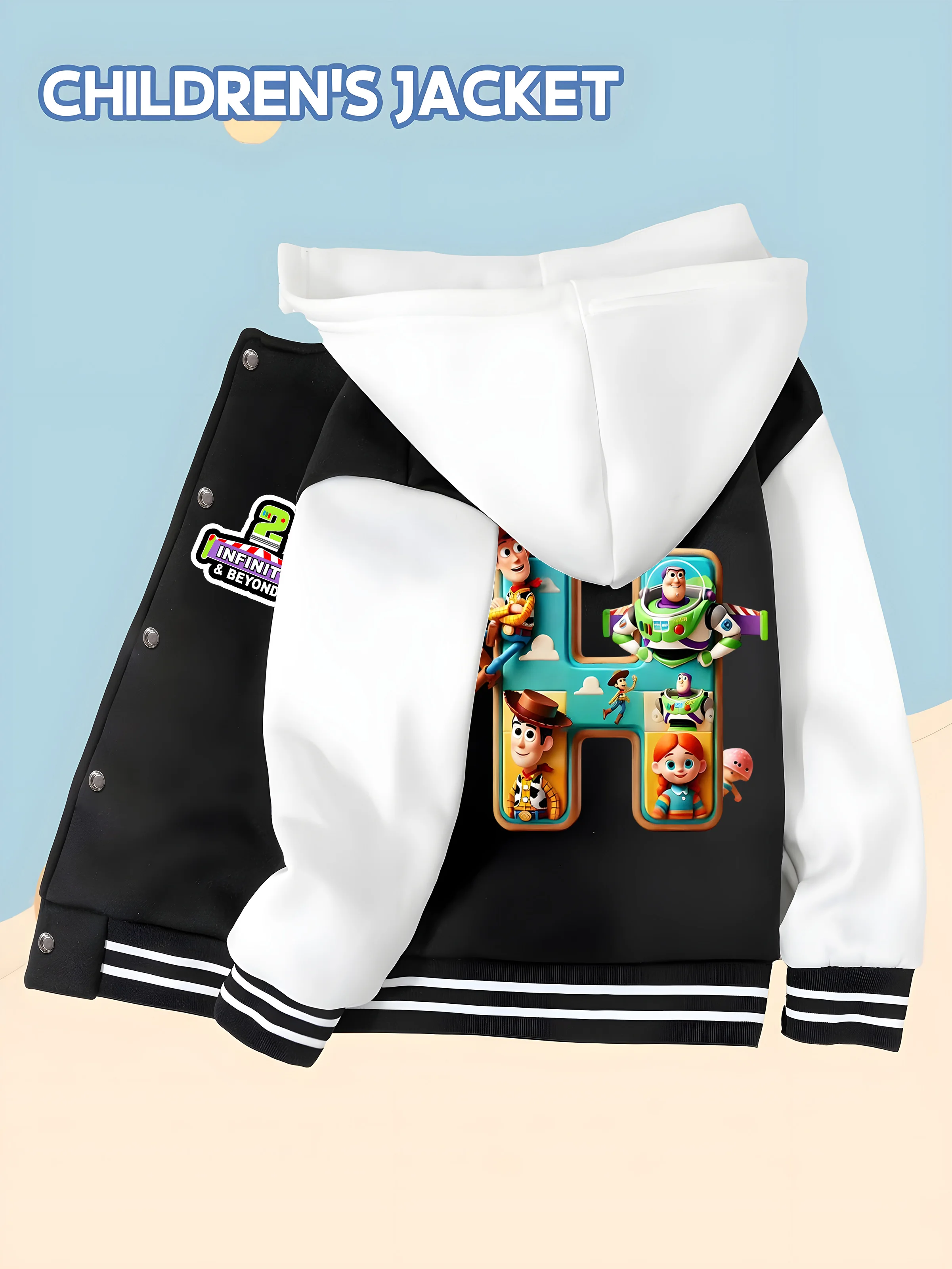 MINISO Disney Boys' Baseball Jacket - Toy Story character print, double-sided pattern shows childishness, versatile and casual
MINISO Disney Boys' Baseball Jacket - Toy Story character print, double-sided pattern shows childishness, versatile and casual