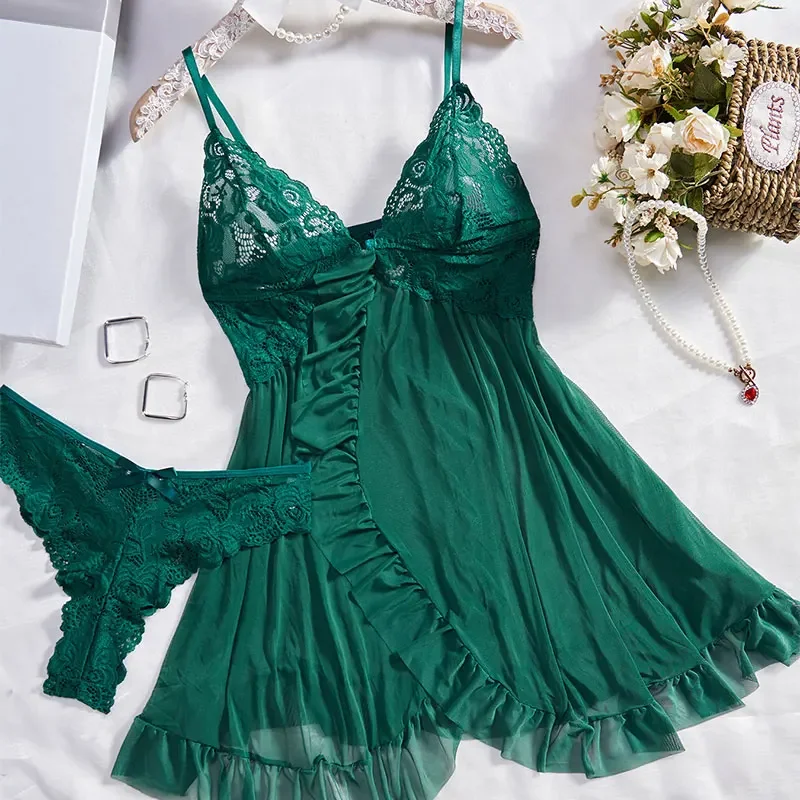 Sexy Sleepwear For Sleeping Night Dress Women Lingеrie Sets Deep V Slip Nightgowns And Panties Lace Ruffle Trim Underwear Pajama
Sexy Sleepwear For Sleeping Night Dress Women Lingеrie Sets Deep V Slip Nightgowns And Panties Lace Ruffle Trim Underwear Pajama
