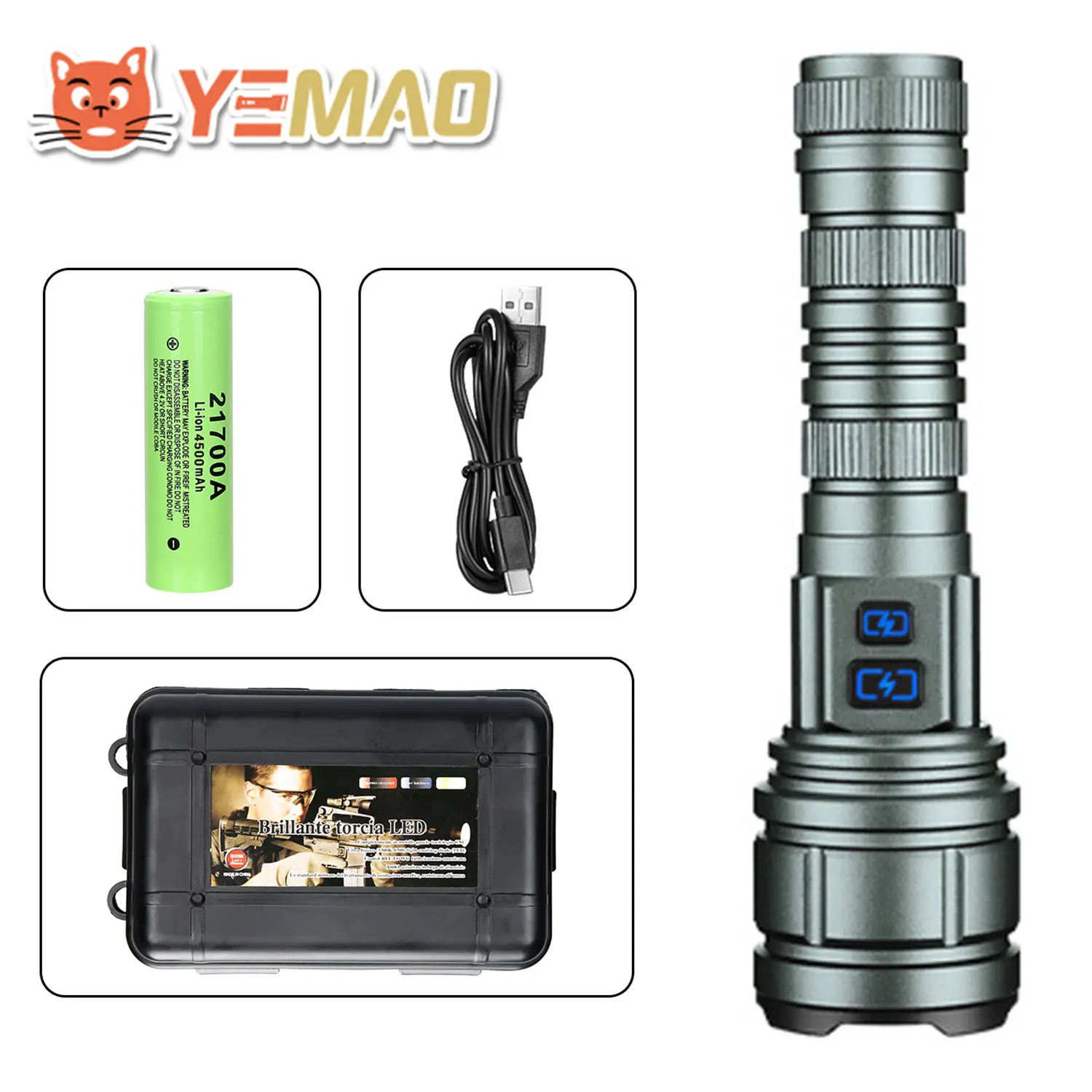 YEMAO G620 1300LM Dual Light Zoom Torch - 21700/18650 Aluminum Flashlight W/White & Warm Light for Outdoor & Night Fishing
YEMAO G620 1300LM Dual Light Zoom Torch - 21700/18650 Aluminum Flashlight W/White & Warm Light for Outdoor & Night Fishing