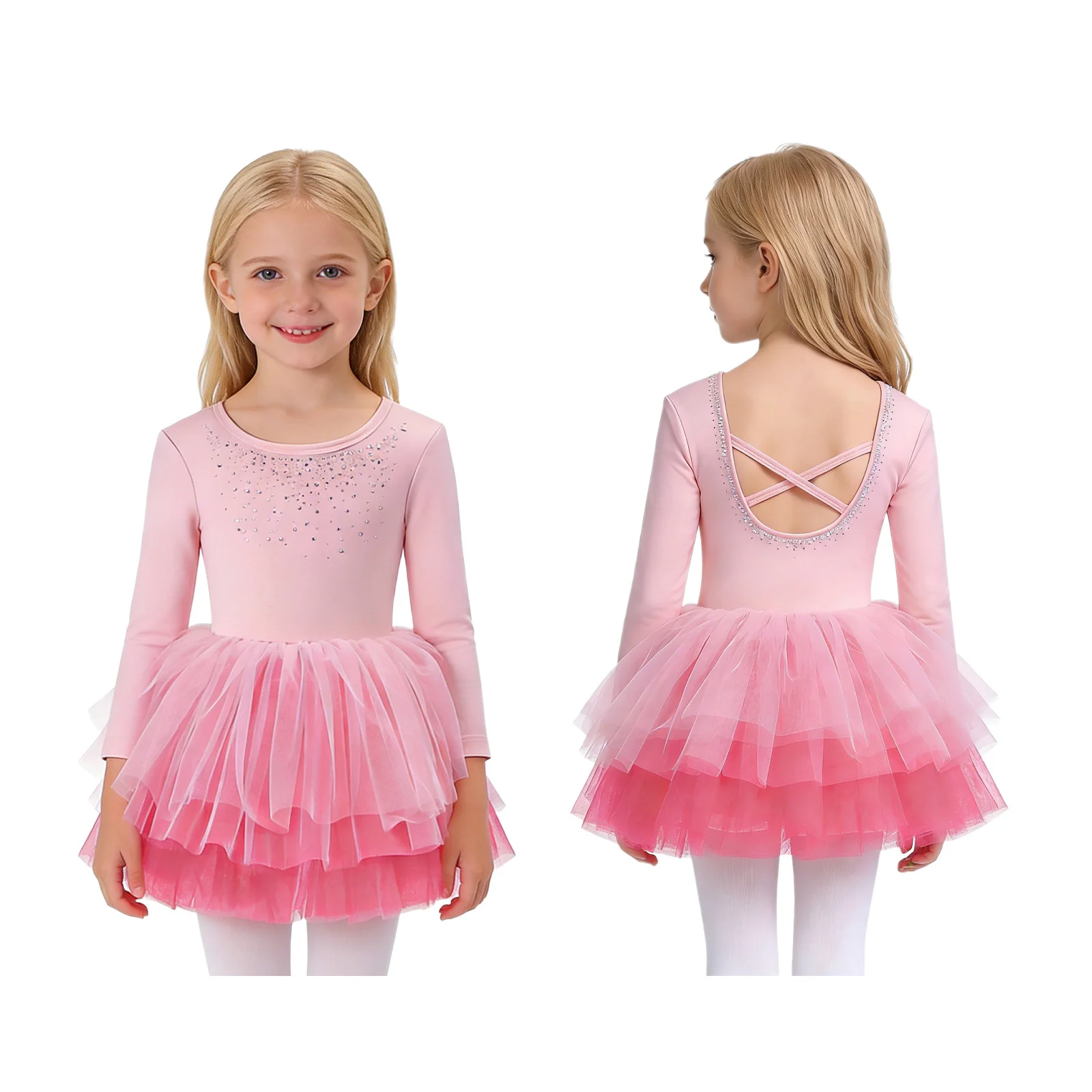 Kids Girls Long Sleeve Glittery Rhinestones Ballet Dress gymnastics Dress with Built-in Briefs for Dance Practice Performance
Kids Girls Long Sleeve Glittery Rhinestones Ballet Dress gymnastics Dress with Built-in Briefs for Dance Practice Performance