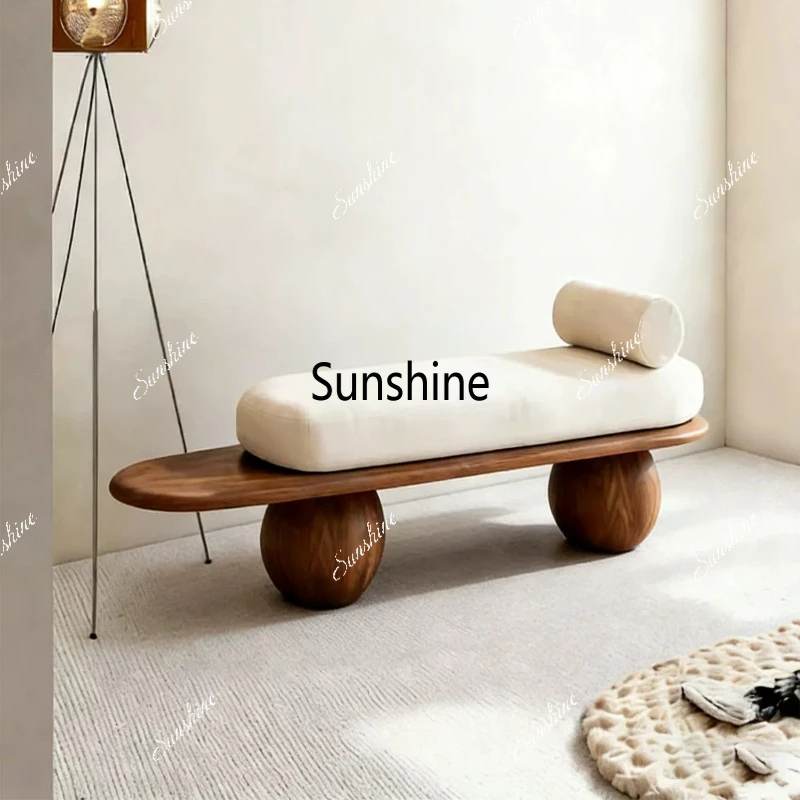 Light luxury wabi-sabi style solid wood bed stool modern simple living room design soft bag
Light luxury wabi-sabi style solid wood bed stool modern simple living room design soft bag