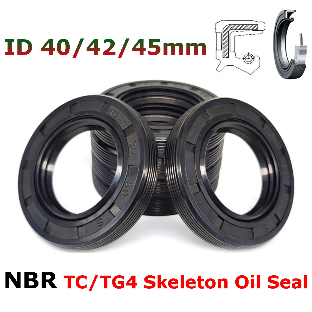 NBR TC/FB/TG4 Oil Seal ID 40mm 42mm 45mm Nitrile Rubber with Metal Skeleton Shaft Double Lip Sealing Gaskets Ring
NBR TC/FB/TG4 Oil Seal ID 40mm 42mm 45mm Nitrile Rubber with Metal Skeleton Shaft Double Lip Sealing Gaskets Ring