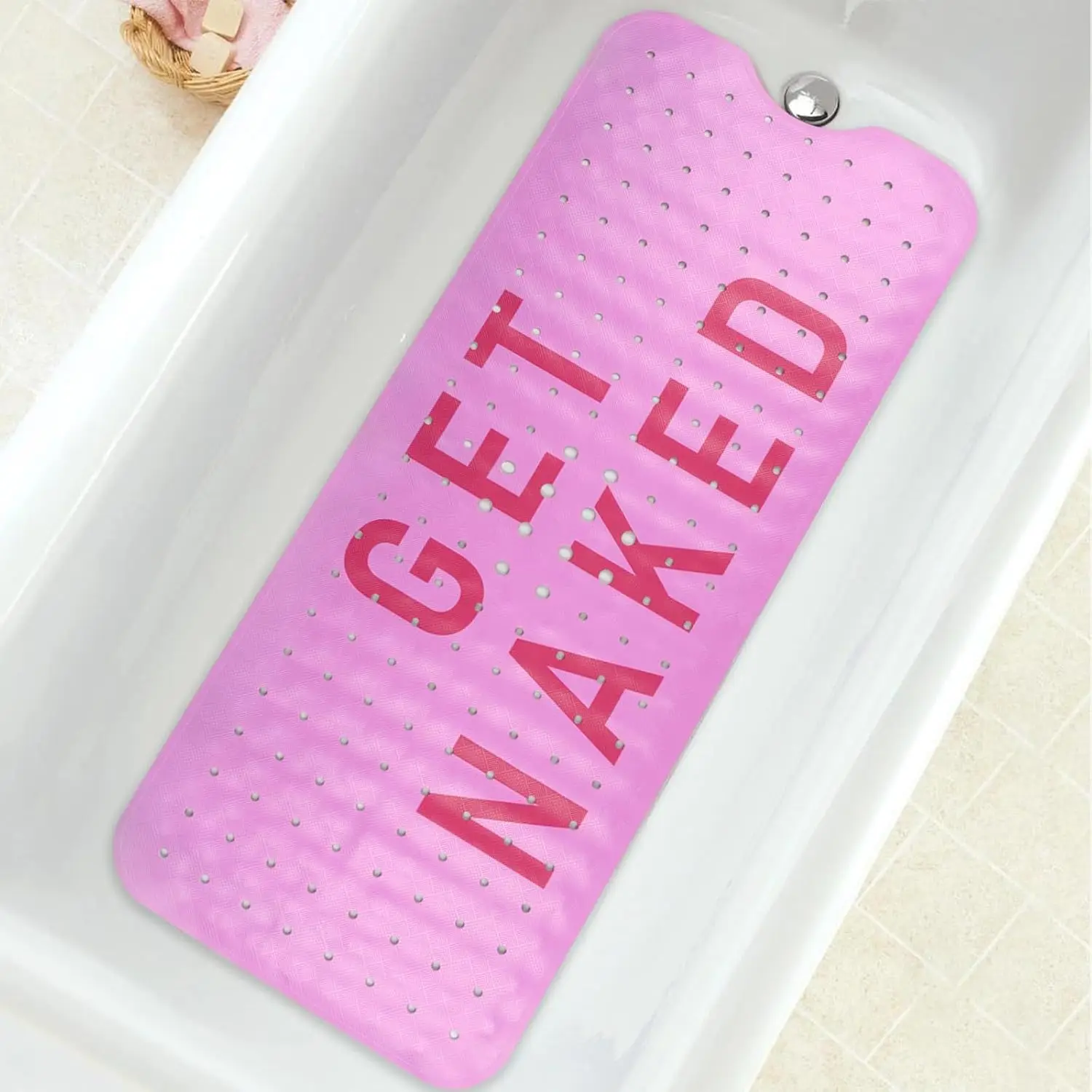 Bathtub Mat Non Slip, Get Naked Extra Long Bath tub Mat Shower Floor Mat with Suction Cups and Drain Holes for Adults Ki
Bathtub Mat Non Slip, Get Naked Extra Long Bath tub Mat Shower Floor Mat with Suction Cups and Drain Holes for Adults Ki
