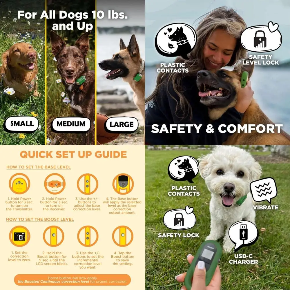 Long-Range Rechargeable E-Collar for Dog Training - Waterproof, Vibration, Custom Boost, 400 Yards
Long-Range Rechargeable E-Collar for Dog Training - Waterproof, Vibration, Custom Boost, 400 Yards