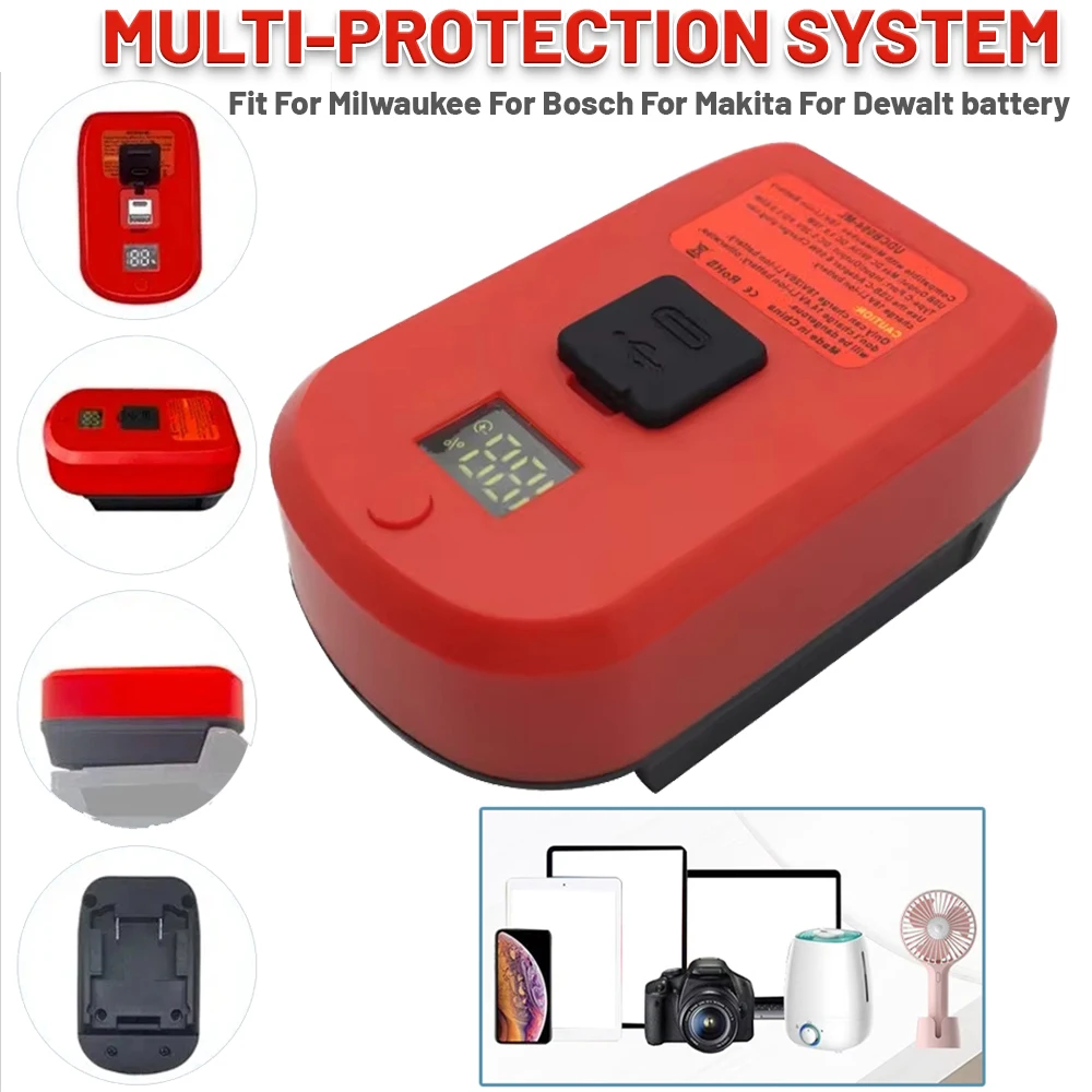 Обновленный адаптер-зарядное устройство для литий-ионного аккумулятора Makita/Bosch/Milwaukee/Dewalt 18 В с входом и выходом USB Type-C, зарядное устройство, быстрая зарядка
Обновленный адаптер-зарядное устройство для литий-ионного аккумулятора Makita/Bosch/Milwaukee/Dewalt 18 В с входом и выходом USB Type-C, зарядное устройство, быстрая зарядка
