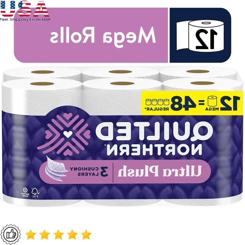 Ultra Plush 3-Ply Toilet Paper Bulk Pack 12 Mega Rolls Soft Absorbent Lint Free 255 Sheets Per Roll Septic Safe Premium Comfort
Ultra Plush 3-Ply Toilet Paper Bulk Pack 12 Mega Rolls Soft Absorbent Lint Free 255 Sheets Per Roll Septic Safe Premium Comfort